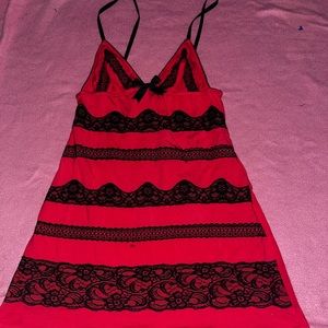 vintage sexy little thing pink and black lace slip dress